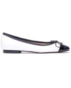 Claude wit/zwarte leren ballerina's - hak van 10 cm