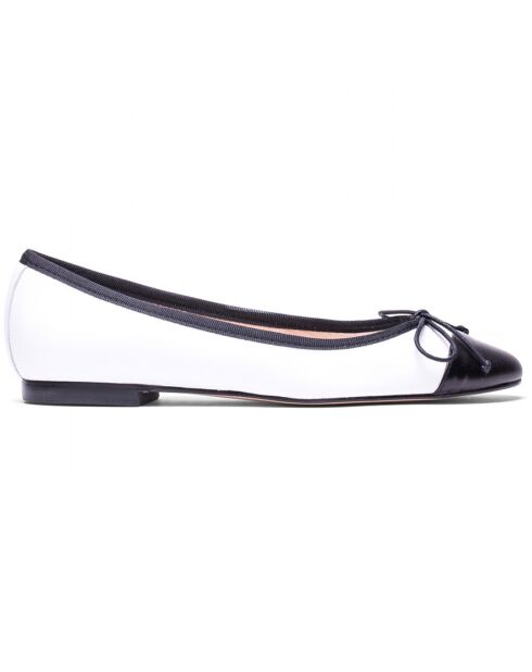 Claude wit/zwarte leren ballerina's - hak van 10 cm
