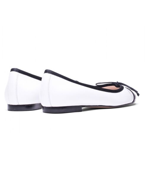 Claude wit/zwarte leren ballerina's - hak van 10 cm