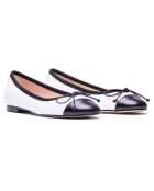 Claude wit/zwarte leren ballerina's - hak van 10 cm