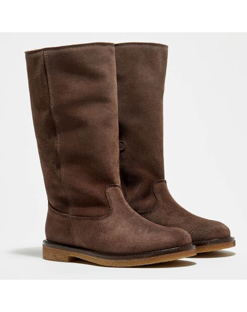 Bottes Wild en Velours de Cuir marron
