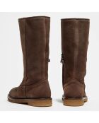 Bottes Wild en Velours de Cuir marron