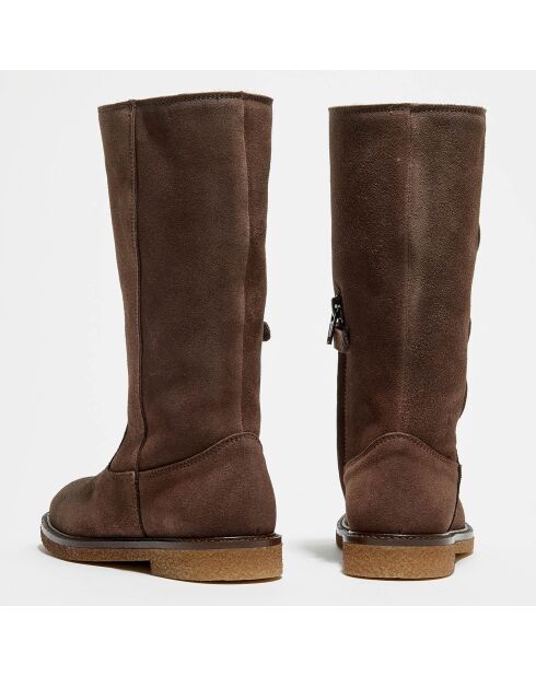 Bottes Wild en Velours de Cuir marron