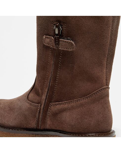 Bottes Wild en Velours de Cuir marron