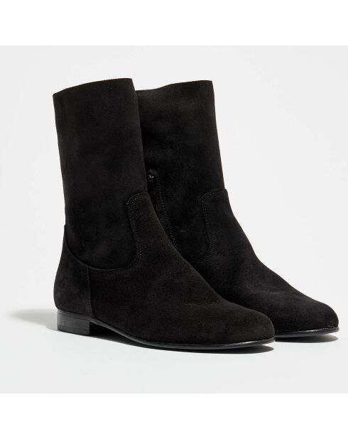 Boots Paris en Velours de cuir noires