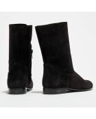 Boots Paris en Velours de cuir noires