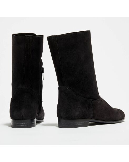 Boots Paris en Velours de cuir noires