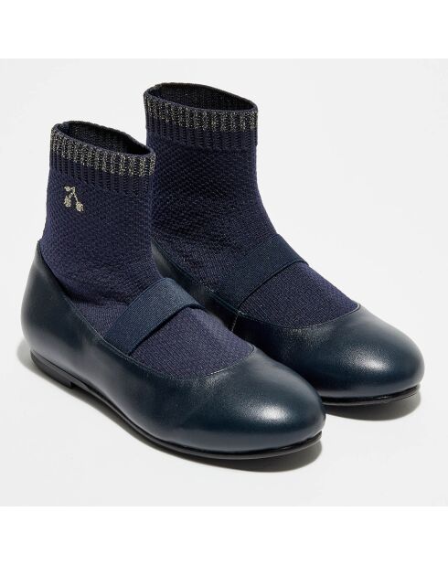 Ballerines en Cuir avec chaussettes Lula marine
