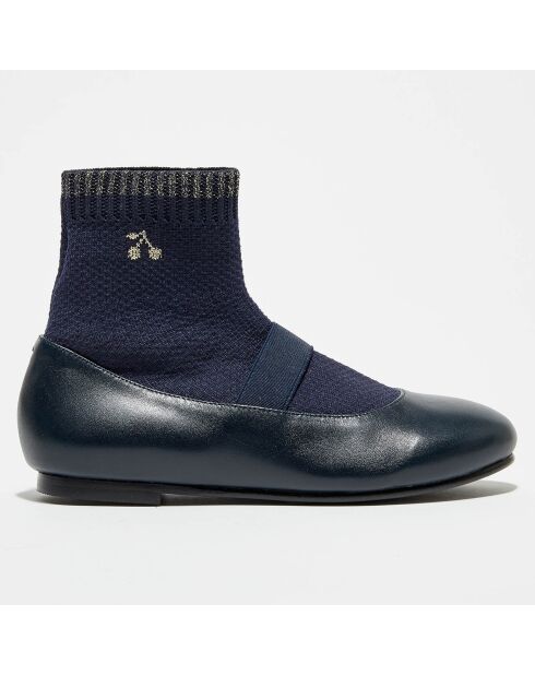 Ballerines en Cuir avec chaussettes Lula marine