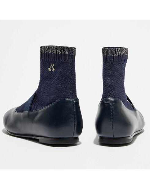 Ballerines en Cuir avec chaussettes Lula marine