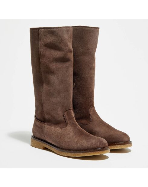 Bottes Wild en Velours de Cuir marron