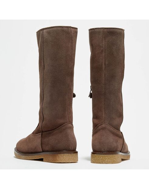 Bottes Wild en Velours de Cuir marron