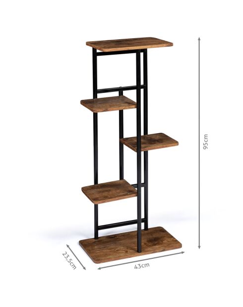 Porte-plante elize noir/marron - 43x23.5x95 cm