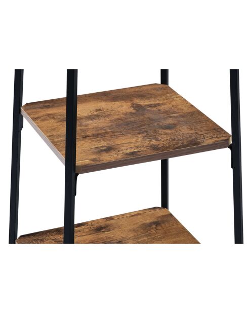 Elize quadratischer Kleiderständer mit 4 Regalen schwarz/braun - 40x40x170 cm