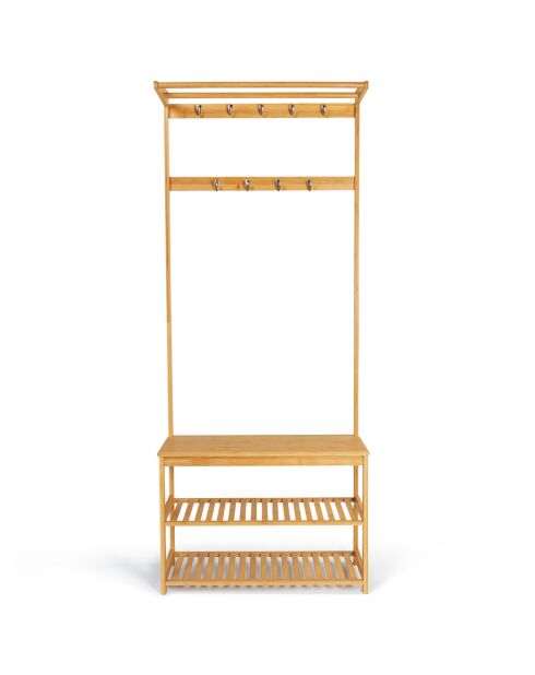 Scarpiera in bambù Maya marrone per guardaroba da ingresso - 70x30,5x170 cm