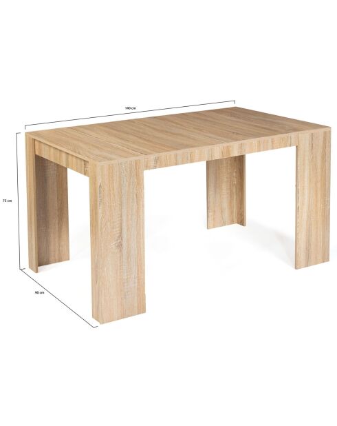 Table extensible nora marron - 140x90x75 cm