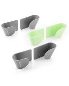 3 Supports muraux adhésifs pour couvercle Smarack gris/vert - 8.5x5x4.5 cm