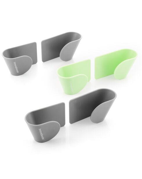 3 Supports muraux adhésifs pour couvercle Smarack gris/vert - 8.5x5x4.5 cm