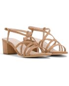 Abby Camel-Sandalen aus Veloursleder