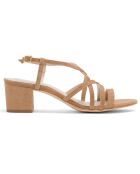 Abby Camel-Sandalen aus Veloursleder