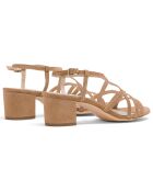 Abby Camel-Sandalen aus Veloursleder