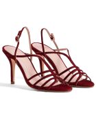 Selena burgunderrote Ledersandalen aus Samt - 9 cm Absatz