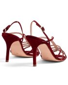 Selena burgunderrote Ledersandalen aus Samt - 9 cm Absatz