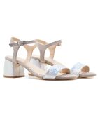 Selene lichtgrijze fluwelen leren sandalen - hak van 5,5 cm