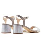 Selene lichtgrijze fluwelen leren sandalen - hak van 5,5 cm