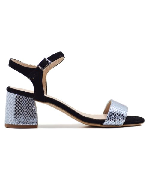 Zwart/blauwe Selene fluwelen leren sandalen - hak van 5,5 cm