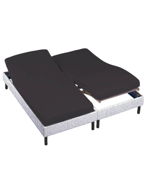 Drap housse uni 100% Percale de Coton bonnet 30 cm gris