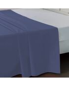 Drap plat uni 100% Percale de Coton bleu