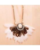 Collier Vereas doré/marron/blanc