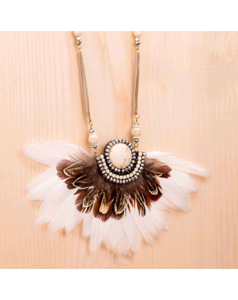 Collier Vereas doré/marron/blanc