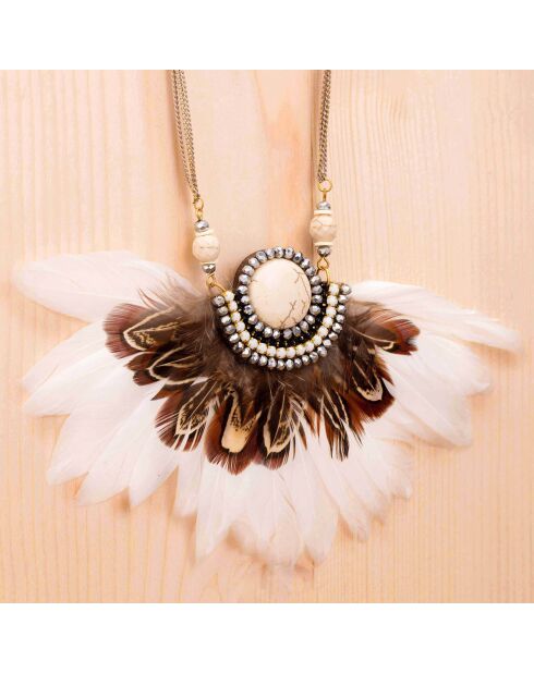 Collier Vereas doré/marron/blanc