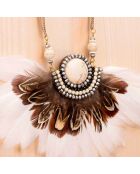 Collier Vereas doré/marron/blanc