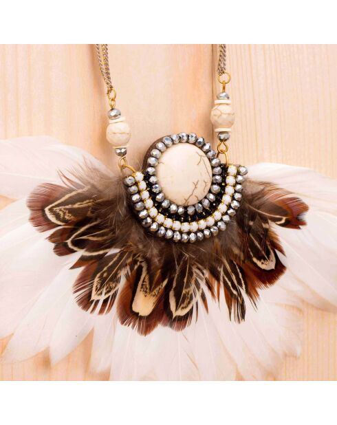 Collier Vereas doré/marron/blanc