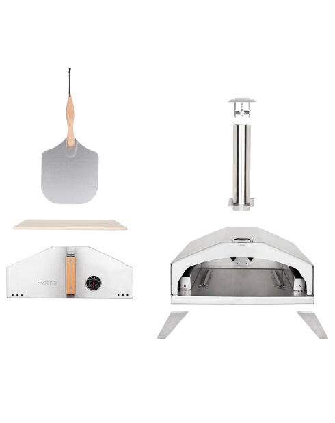 Kleiner silberner Gas-Pizzaofen - 53x70,5x63 cm