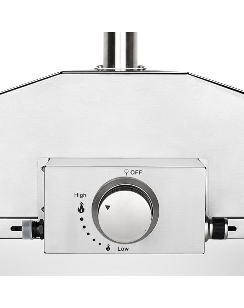 Kleiner silberner Gas-Pizzaofen - 53x70,5x63 cm