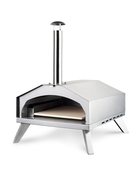 Four à pizza au gaz petit format argenté - 53x70.5x63 cm