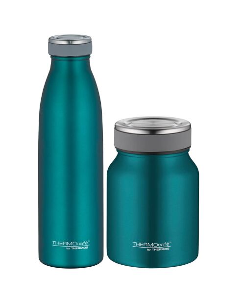 Bouteille et Porte-aliments isothermes bleue - 50 cl