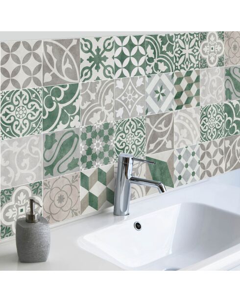 Stickers en rouleau Antique verde multicolore - 50x100 cm