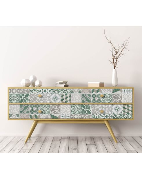 Stickers en rouleau Antique verde multicolore - 50x100 cm