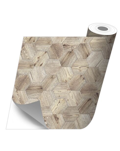 Stickers en rouleau Hexagonos madera 2 multicolore - 50x100 cm