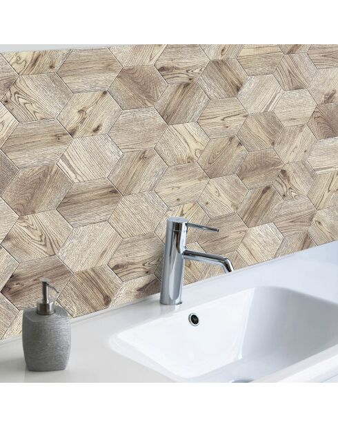 Stickers en rouleau Hexagonos madera 2 multicolore - 50x100 cm