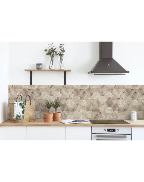 Stickers en rouleau Hexagonos madera 2 multicolore - 50x100 cm