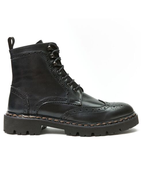 Boots en Cuir Wing Tip noires