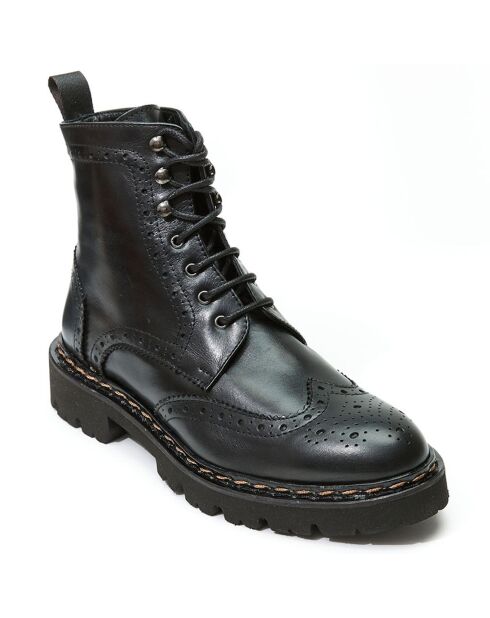 Boots en Cuir Wing Tip noires