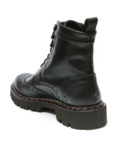 Boots en Cuir Wing Tip noires