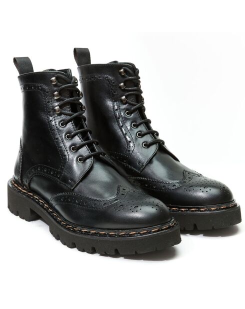 Boots en Cuir Wing Tip noires